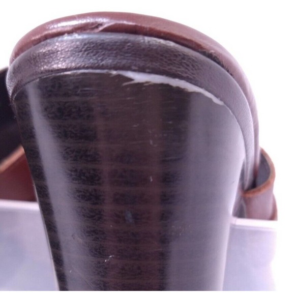 Born BOC Brown Leather Buckle Slip On Mules Heels Size 10 US - Picture 6 of 11